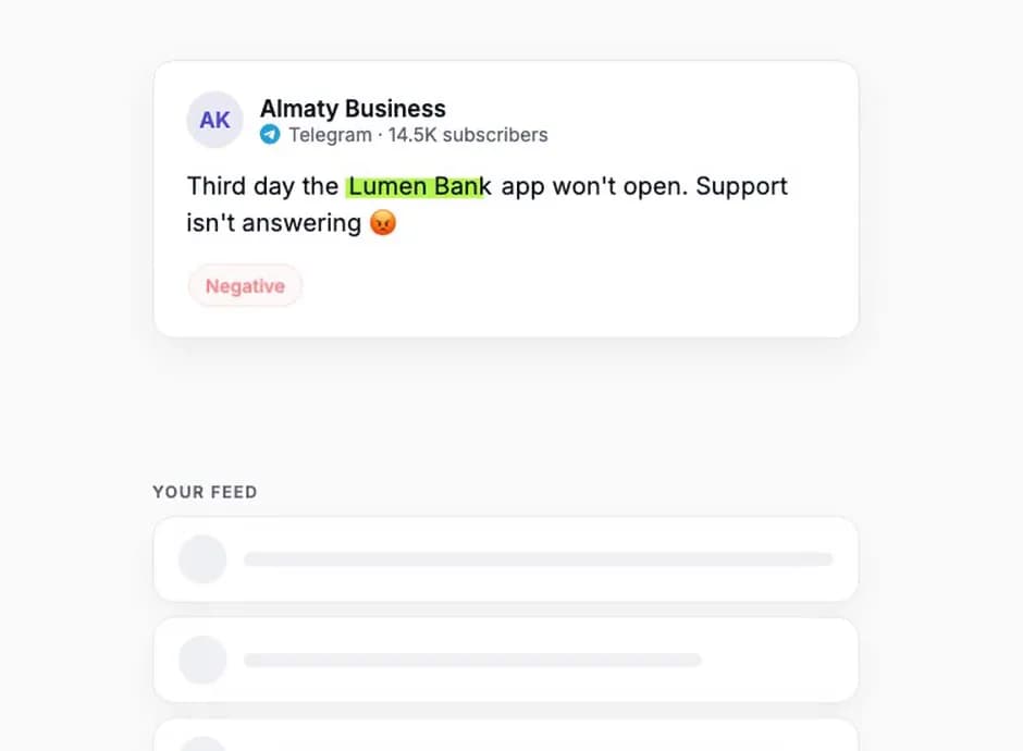 Sentiment scored natively in 20+ languages